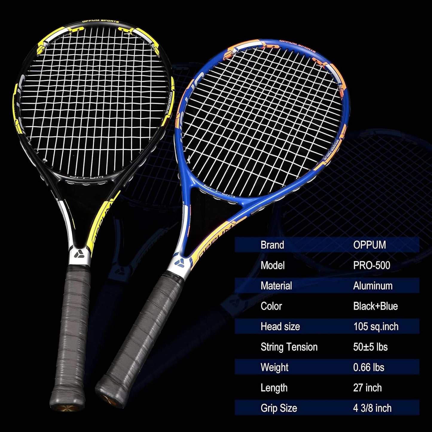 Tennis Racket 27 Inch Tennis Racquet 2 Pack for Adults Student Women and Men Beginner Professional Training Tennis Rackets Racquets W/Tennis Overgrip, Vibration Damper and Carry Bag