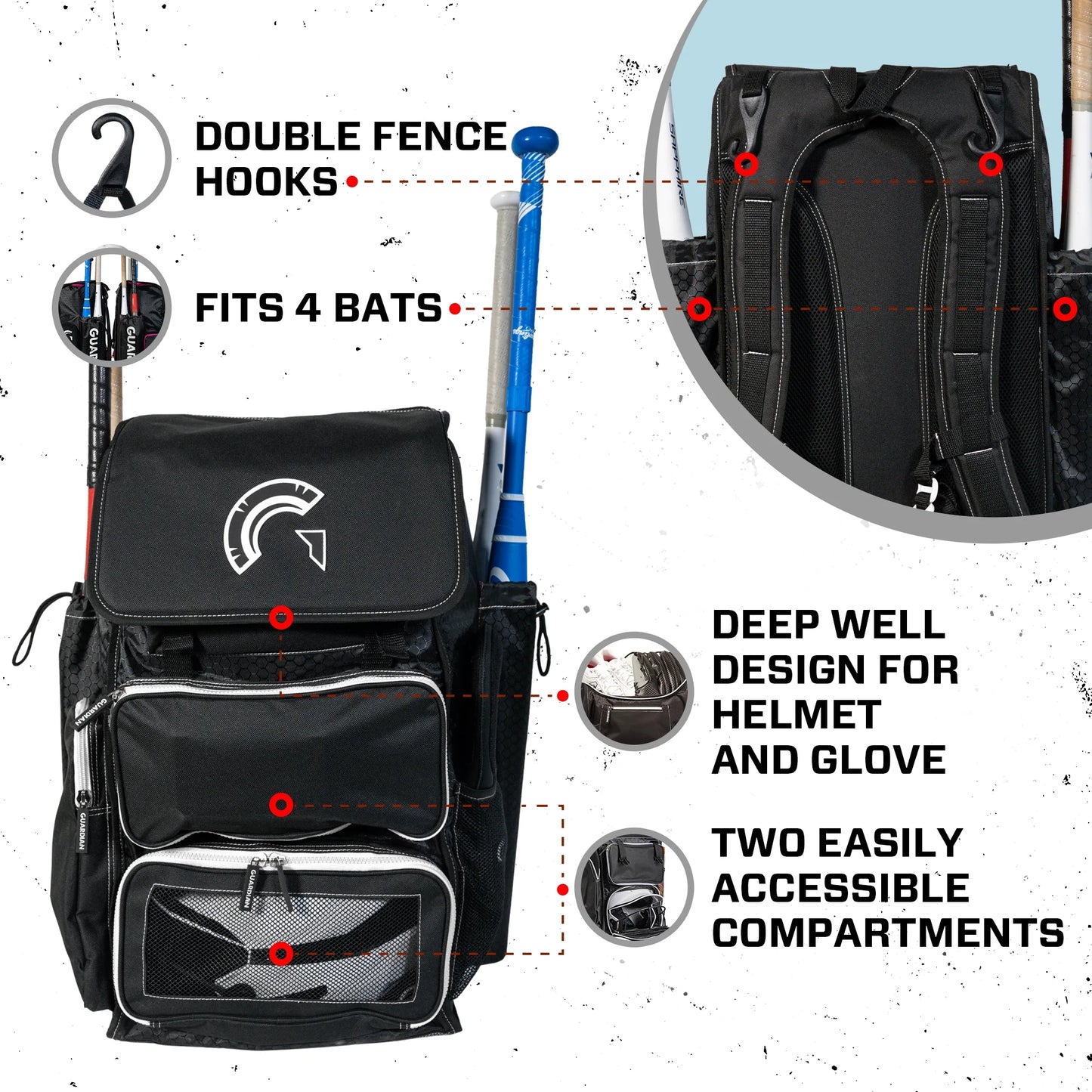 Guardian Diamond Fastpitch Equipment Bag Softball Baseball Backpack - Unisex - New, 1 Count