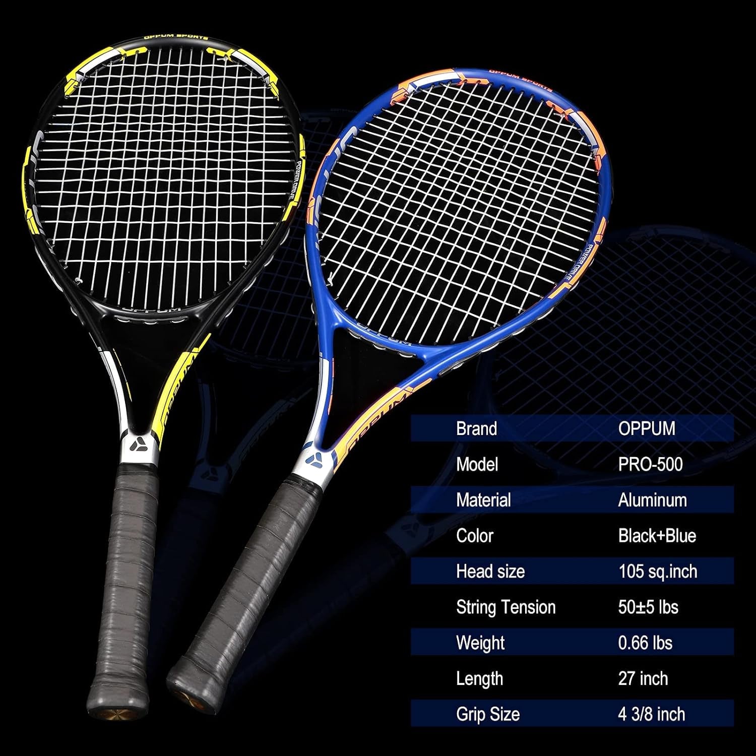 Tennis Racket 27 Inch Tennis Racquet 2 Pack for Adults Student Women and Men Beginner  Professional Training Tennis Rackets Racquets W/Tennis Overgrip, Vibration Damper and Carry Bag