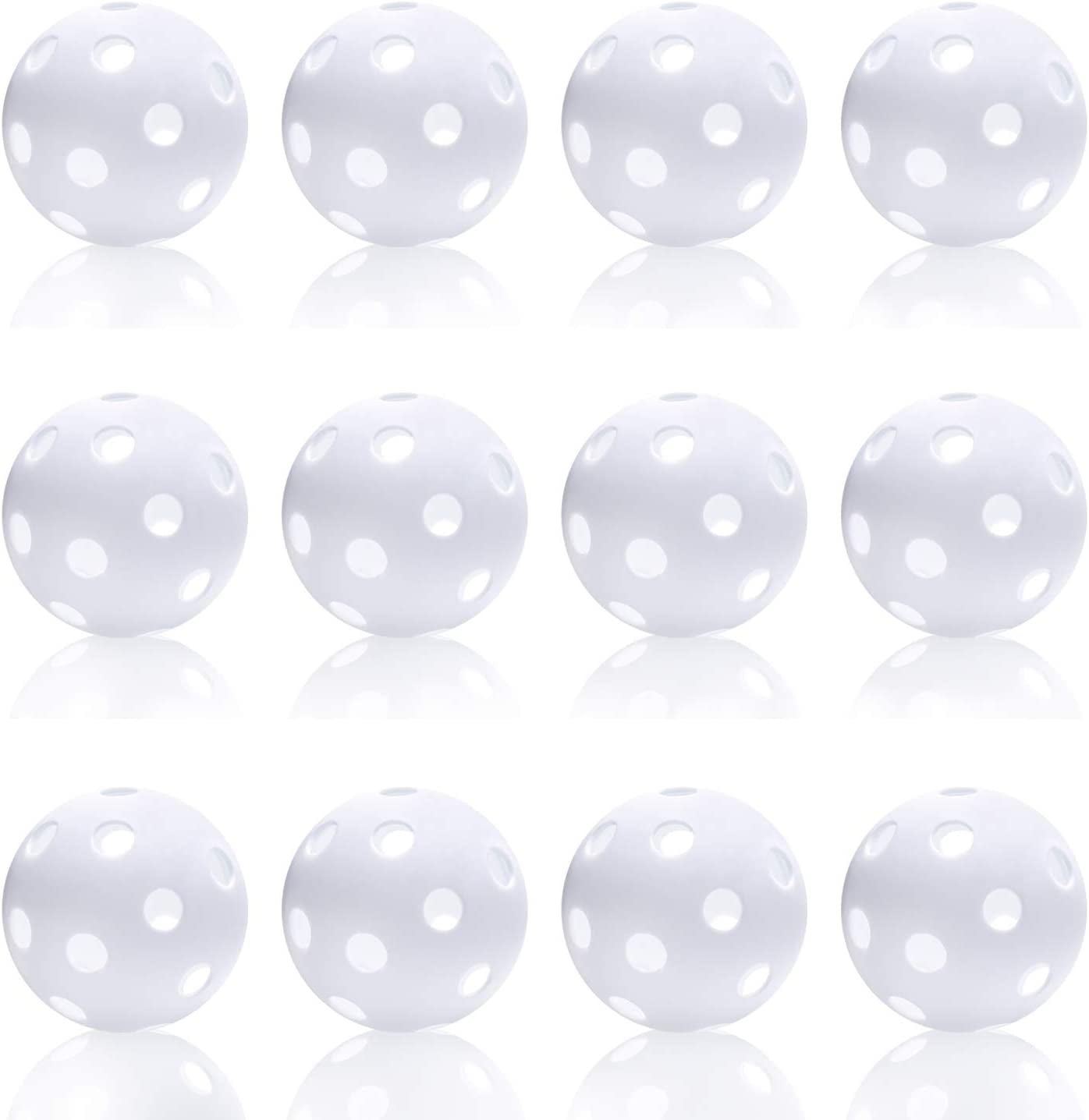12 Pack Plastic Baseball Practice Baseballs for Hitting, Indoor Outdoor Lightweight Balls Baseball Batting Training