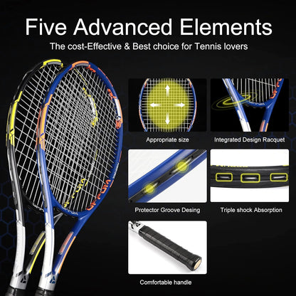 Tennis Racket 27 Inch Tennis Racquet 2 Pack for Adults Student Women and Men Beginner  Professional Training Tennis Rackets Racquets W/Tennis Overgrip, Vibration Damper and Carry Bag