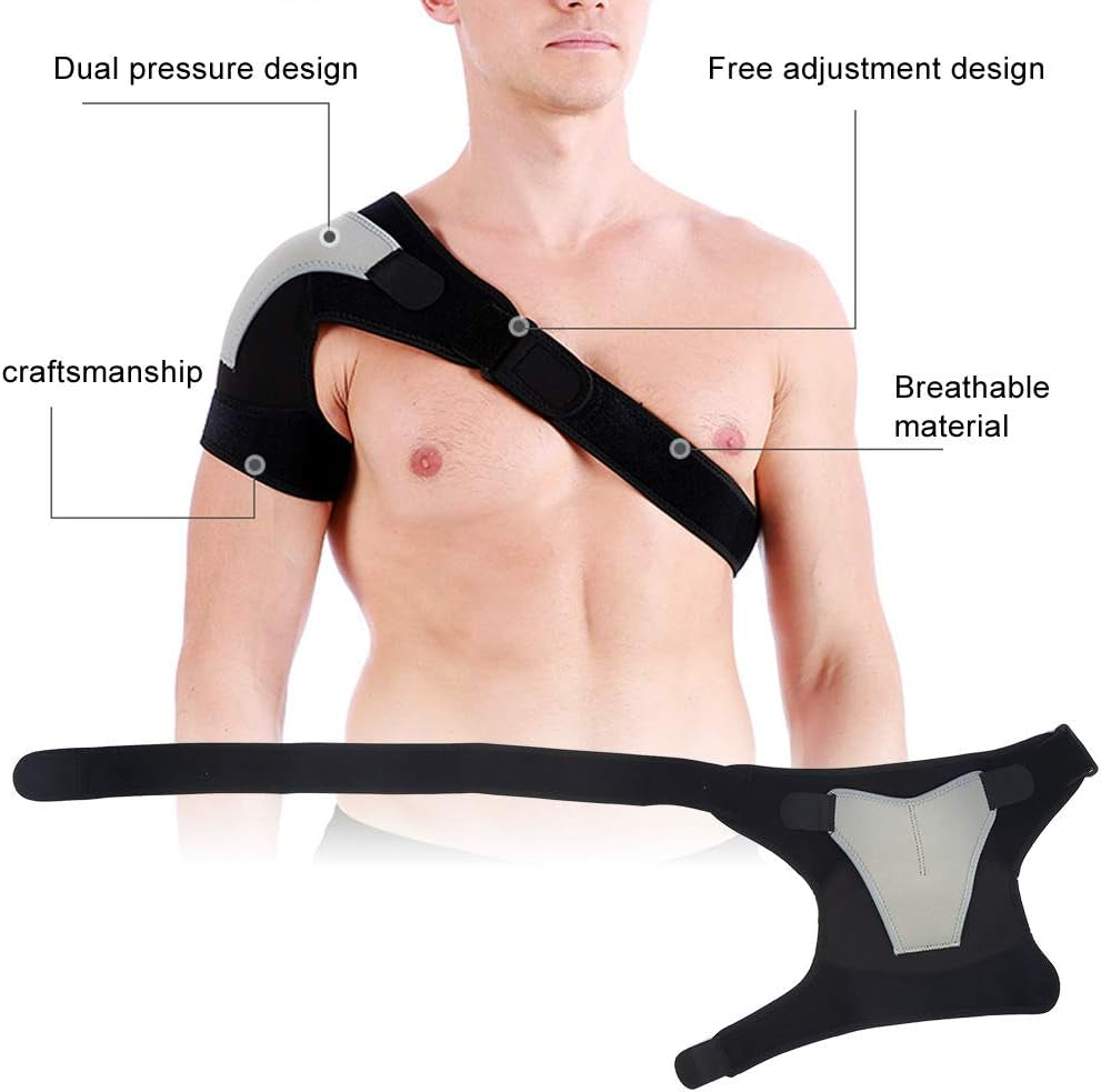 Shoulder Support, Right Shoulder Protector Adjustable Shoulder Pad Sport Bandage Strong Compression Protection Strain Protective Gear for Right Shoulder