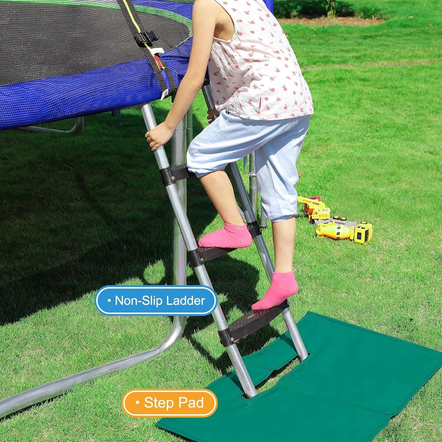 No-Gap Design 16 15 14 12 10FT Trampoline with Safety Enclosure Net and Non-Slip Ladder 10-Year Quality Assurance Perfect for Kids Family Outdoor Backyard Fun