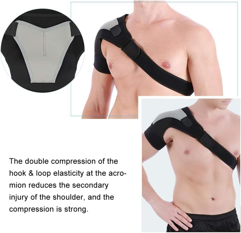Shoulder Support, Right Shoulder Protector Adjustable Shoulder Pad Sport Bandage Strong Compression Protection Strain Protective Gear for Right Shoulder