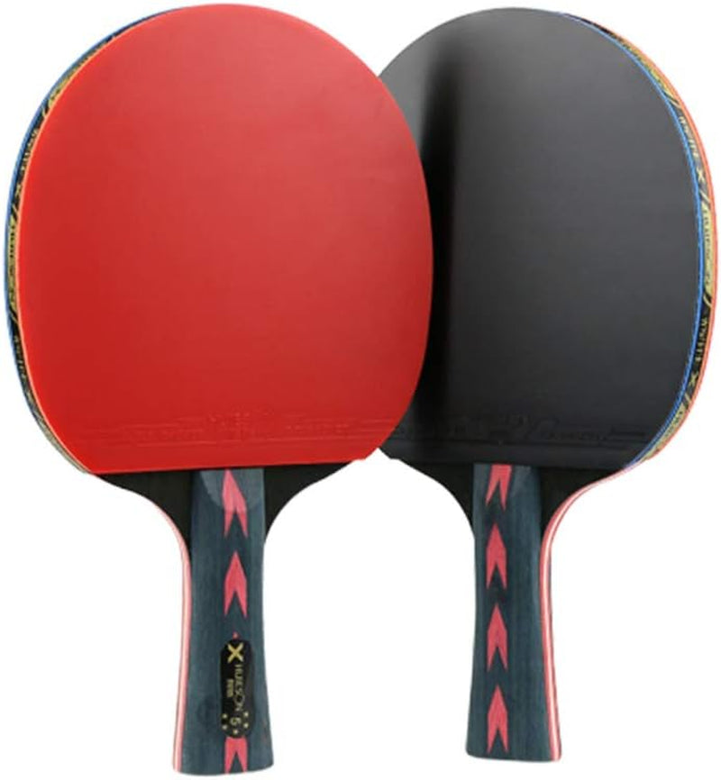 2Pcs Table Tennis Rackets Pingpong Rackets Table Tennis Paddles for Player Red Straight Grip