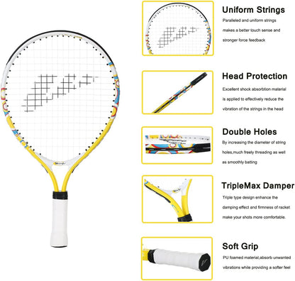Junior Tennis Racket for Kids Toddlers Starter Racket 17" with Cover Bag Light Weight(Strung)
