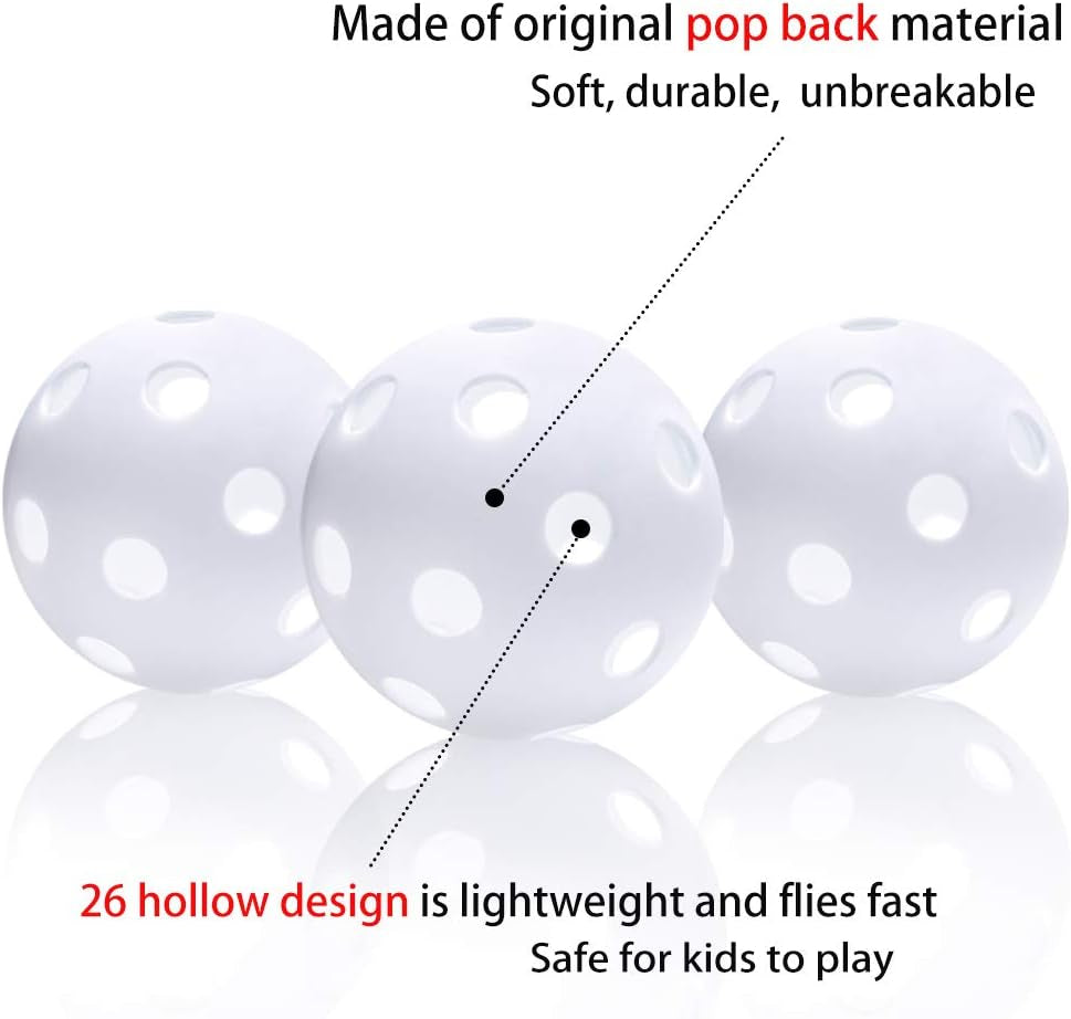 12 Pack Plastic Baseball Practice Baseballs for Hitting, Indoor Outdoor Lightweight Balls Baseball Batting Training