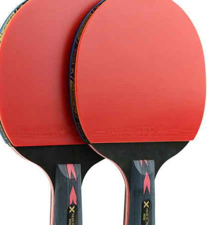 2Pcs Table Tennis Rackets Pingpong Rackets Table Tennis Paddles for Player Red Straight Grip