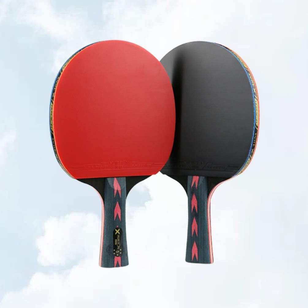 2Pcs Table Tennis Rackets Pingpong Rackets Table Tennis Paddles for Player Red Straight Grip