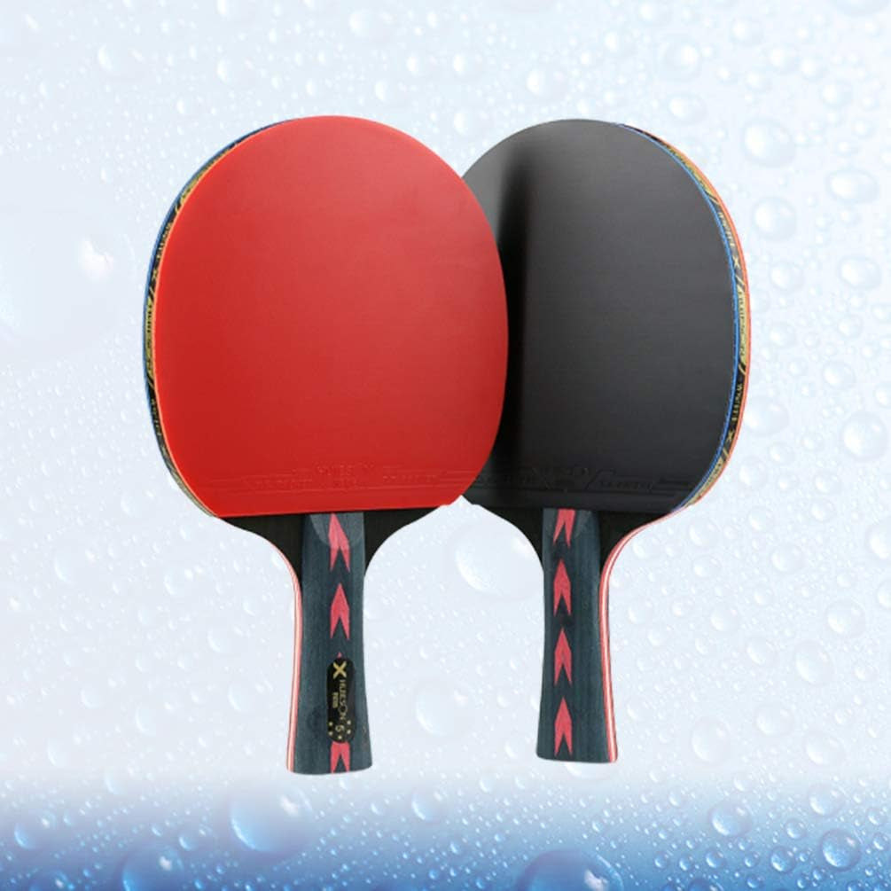 2Pcs Table Tennis Rackets Pingpong Rackets Table Tennis Paddles for Player Red Straight Grip