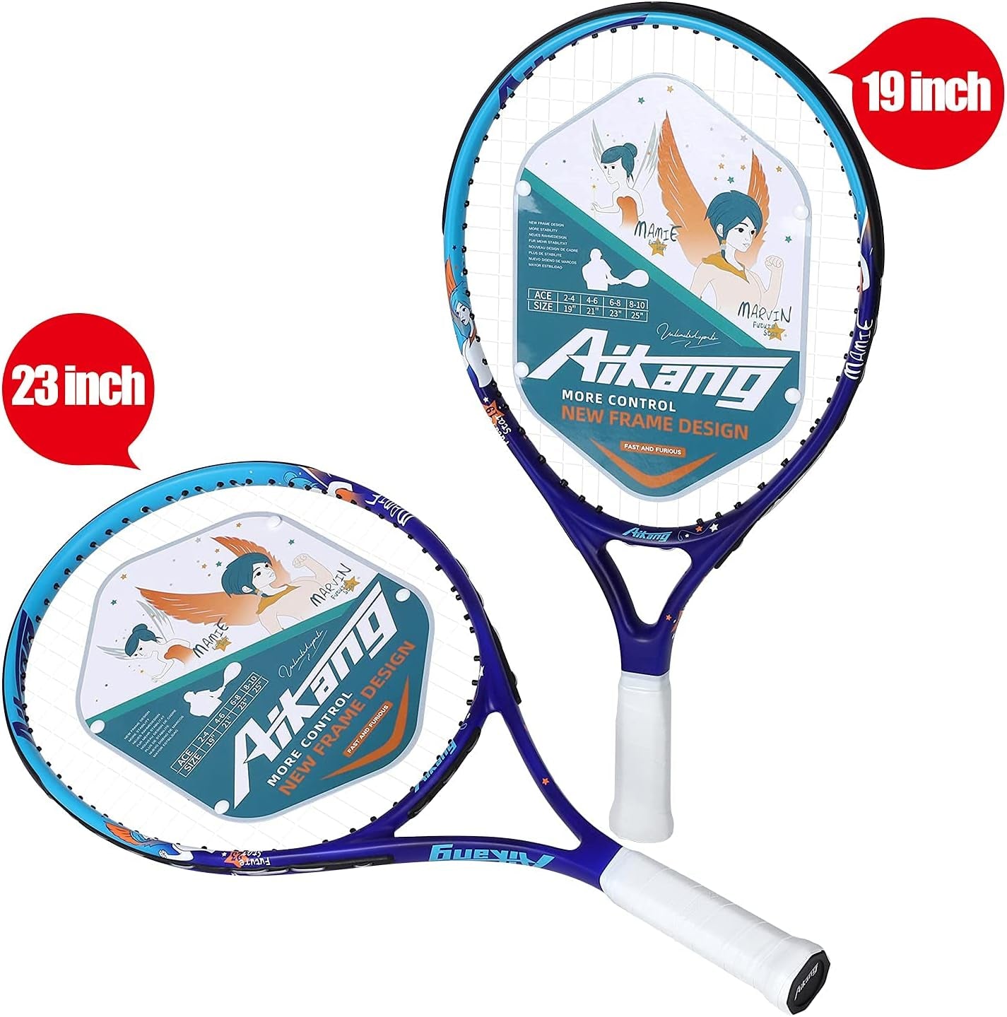 19" 23" Kids Junior Tennis Racquet for Kids Toddlers Starter Racket, Boys Girls Tennis Rackets with Racket Cover,Sports Wristbands, Headgear