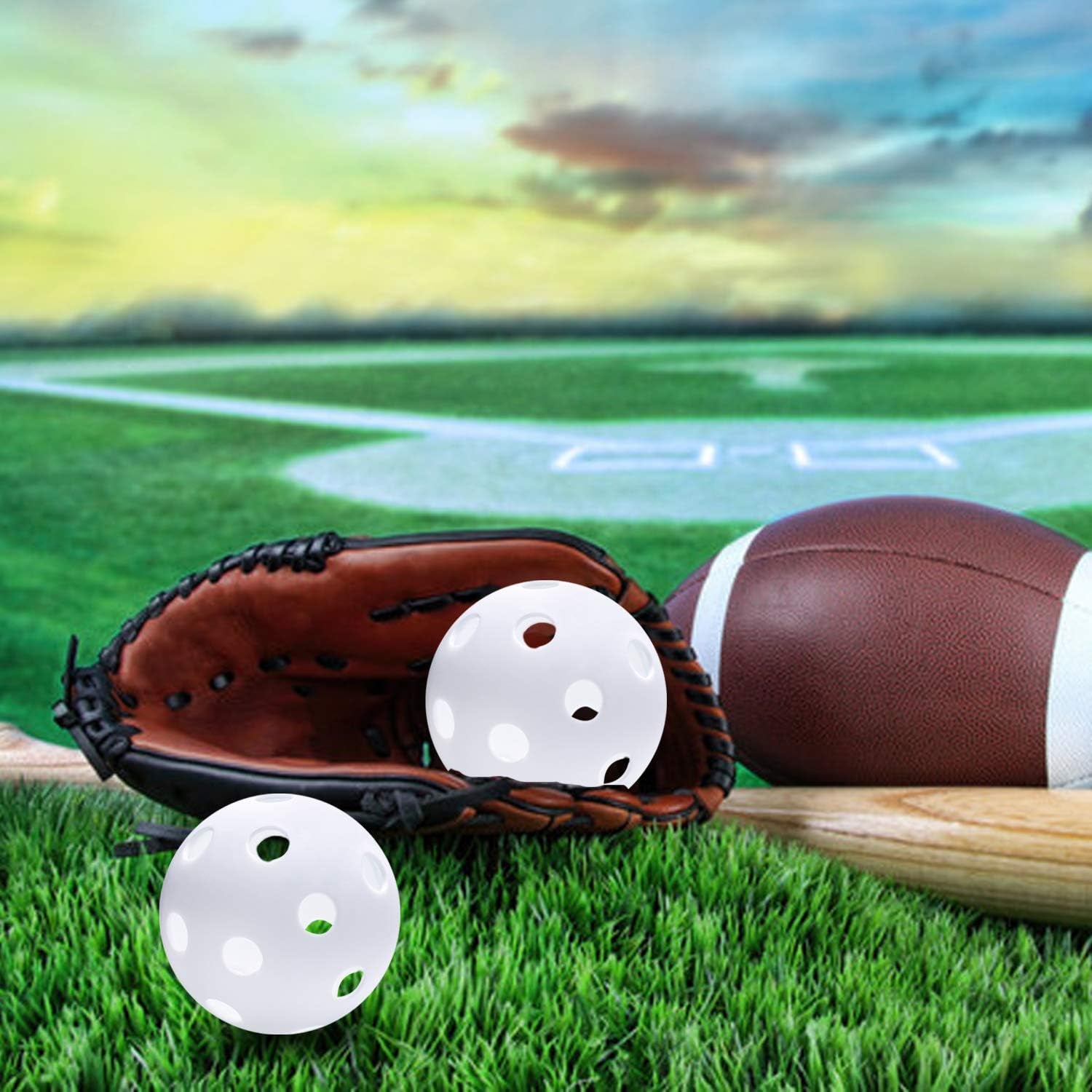 12 Pack Plastic Baseball Practice Baseballs for Hitting, Indoor Outdoor Lightweight Balls Baseball Batting Training